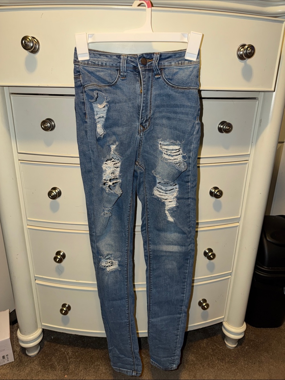 Distressed Light Wash Skinny Jeans